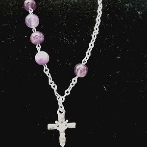 925 amethyst rosary bracelet with crucifix